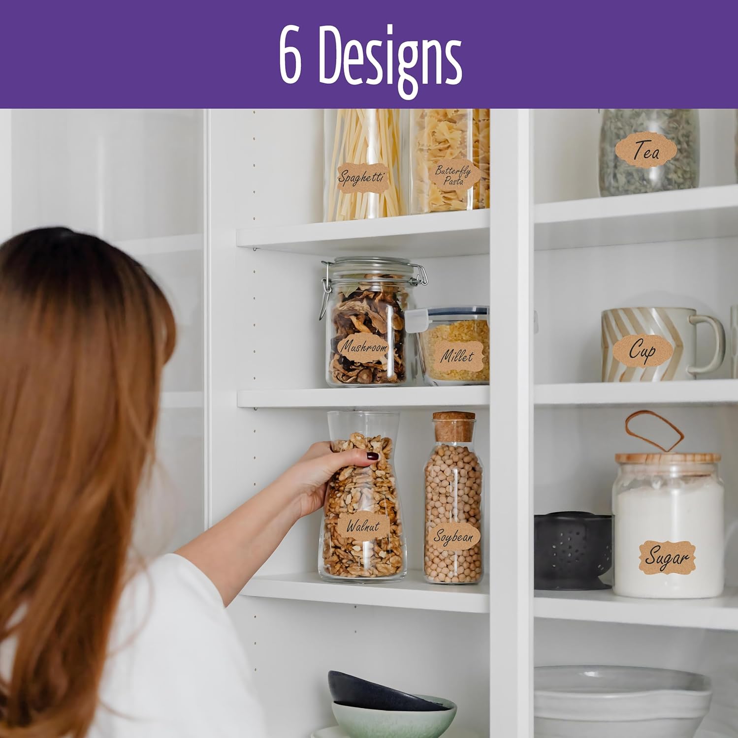 600 PCS Kraft Paper Stickers, 6 Fancy Shapes Labels Self Adhesive Blank Stickers Crafts, Homemade Food Jars, Gift Tags, Name Labels, Envelope Labels, Home Office Business Uses (1.2'' x 2'') (Heba496)