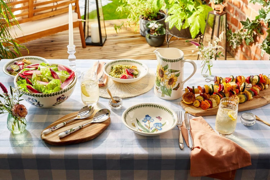 Portmeirion Botanic Garden 10" Salad Server (2-Piece) - Stainless Steel Blade with Porcelain Handle, Chip-Resistant Glaze, Floral Motif - Durable Tableware for Salad, Appetizers, Desserts