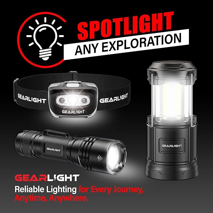 GearLight S1000 Rechargeable LED Tactical Flashlight – 2 Pack, High Lumens, USB-C Fast Charging, Dual-Button, IPX4 Water-Resistant, Pocket-Sized for Camping & Emergencies, with Batteries & Accessories