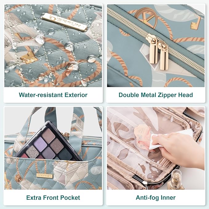 Everfun Hanging Travel Toiletry Bag for Women Traveling With Leakproof Compartment Makeup Cosmetic Organizer Dopp Kit Travel Accessories Essentials Must Have