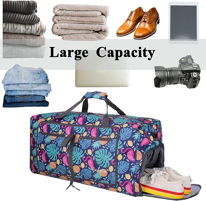 Woogwin Travel Duffel Bag Large Foldable Waterproof Overnight Bag for Beach Swim Bags Pool Sports Gym