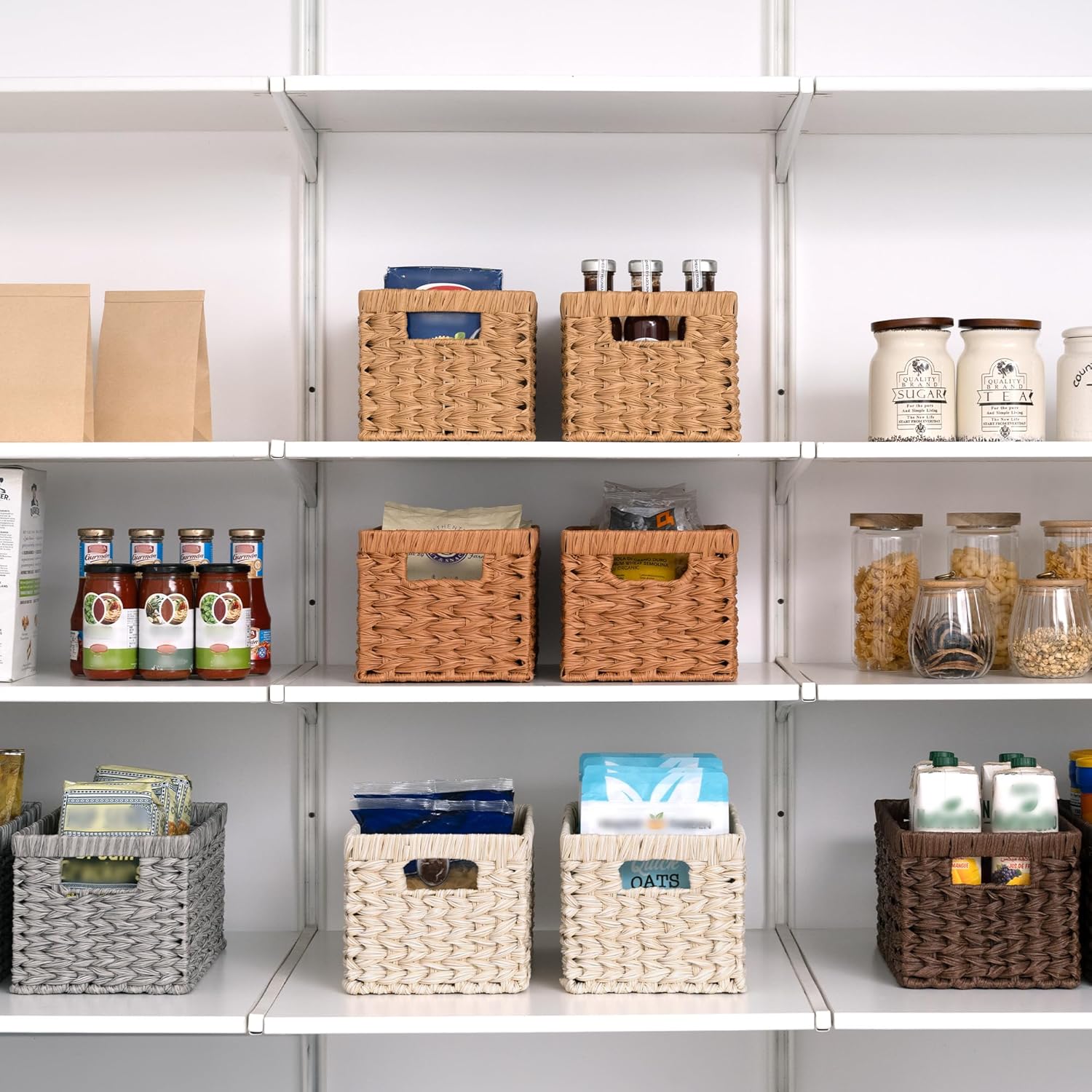 GRANNY SAYS Storage Baskets for Organizing, Wicker Storage Basket for Shelf, Wicker Basket for Organization, Waterproof Basket for Living Room, Decorative Basket for Pantry and Entryway, 2-Pack