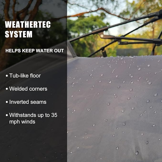 1/2/3/4 Person Pop-Up Camping Tent, Instant Setup Family Tent with Double Layer & Large Mesh Windows, Portable for Hiking, Backpacking & Outdoor Adventures, Waterproof & Windproof