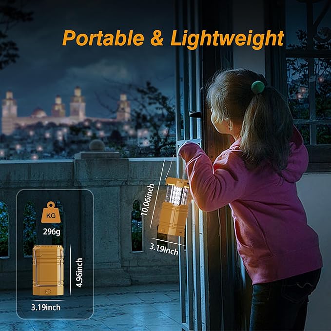 3000 Large Capacity Hand Crank Solar Camping Lantern, Portable Ultra Bright LED Torch, 23-26 Hours Running Time, USB Charger, Electronic Lantern for Outdoor