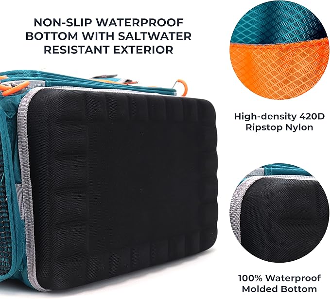 OSAGE RIVER Fishing Tackle Bag, Saltwater Fishing Gear Bag, Tackle Box Organizer with Waterproof Non-Slip Bottom, Padded Shoulder Strap, and Fishing Pliers, Fishing Gifts for Men