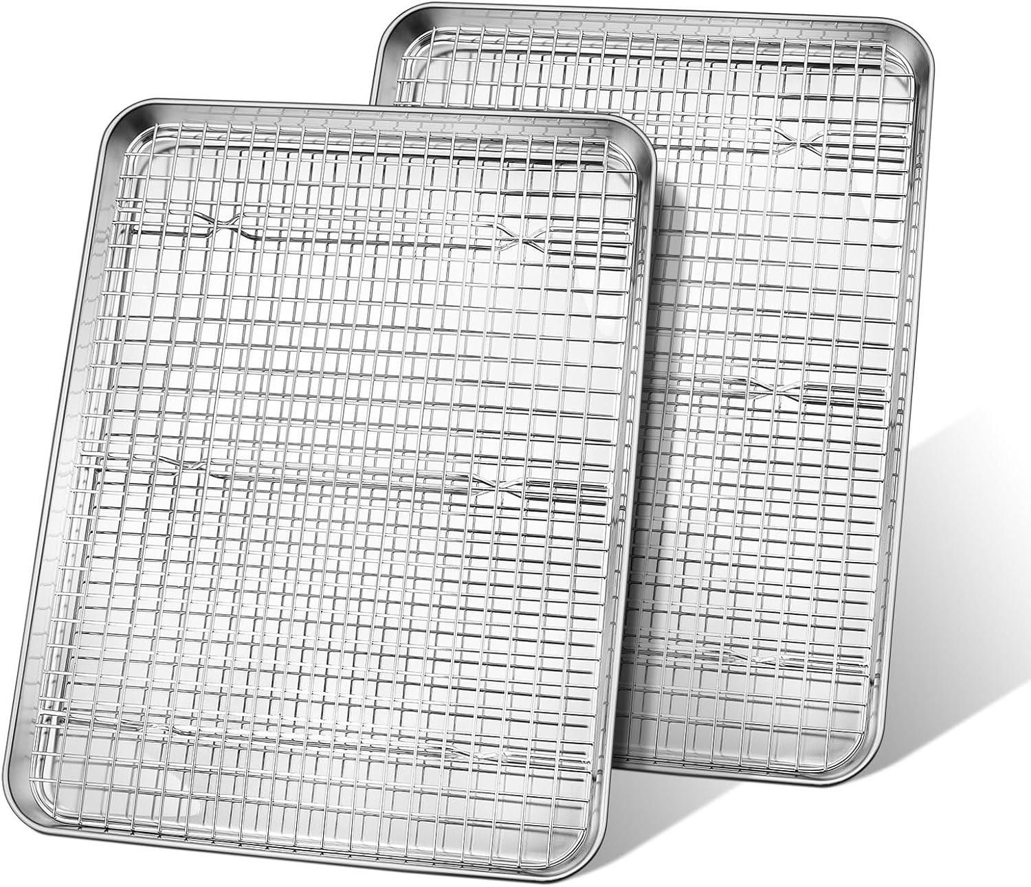 Half Sheet Baking Pan & Wire Rack, Leonyo 17.5" x 13" Large Stainless Steel Cookie Sheets with Cooling Rack Set, Nonstick & Oven Safe Commercial Baking Tray Pans - 4 Pack
