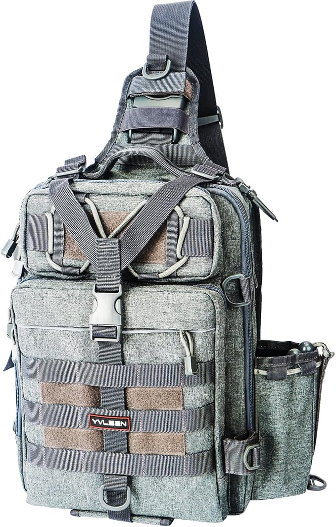 YVLEEN Fishing Tackle Backpack Storage Bag，Water-Resistant Fishing Backpack with Rod Holder，Fishing Gear Bag Gift for Men