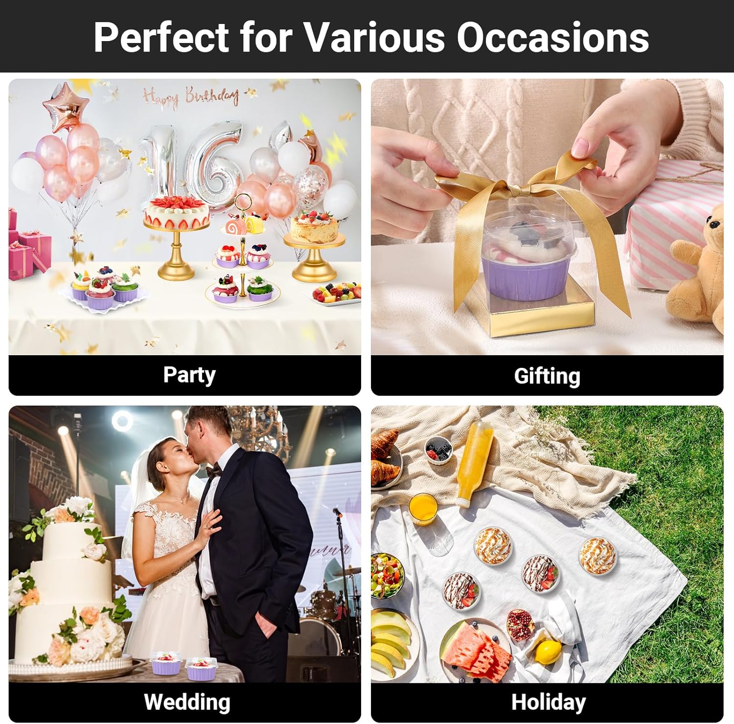 EUSOAR Cupcake Liners, 30pcs 5oz Mini Cake Pans Aluminum Foil Baking Cups with Lids, Cheesecake Muffin Cups, Disposable Dessert Containers Tin for Flan Creme Brulee Souffle Custard Pudding