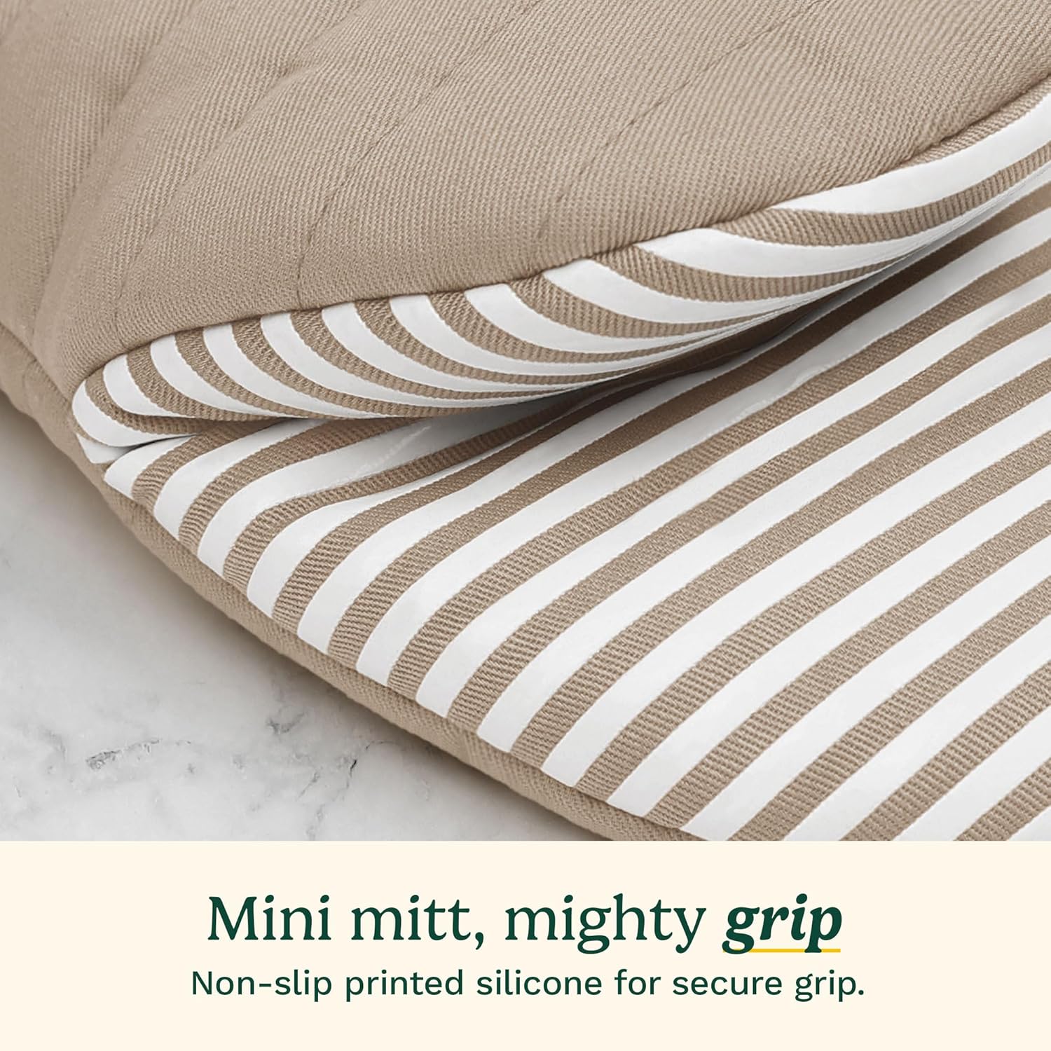 Cuisinart Mini Oven Mitts – 5.5” x 8” Heat-Resistant Kitchen Mitts for Oven with Non-Slip Printed Silicone, Cotton Filling, and Faux Leather Loop – Durable Oven Mitt Set for Cooking & Baking (Horizon)