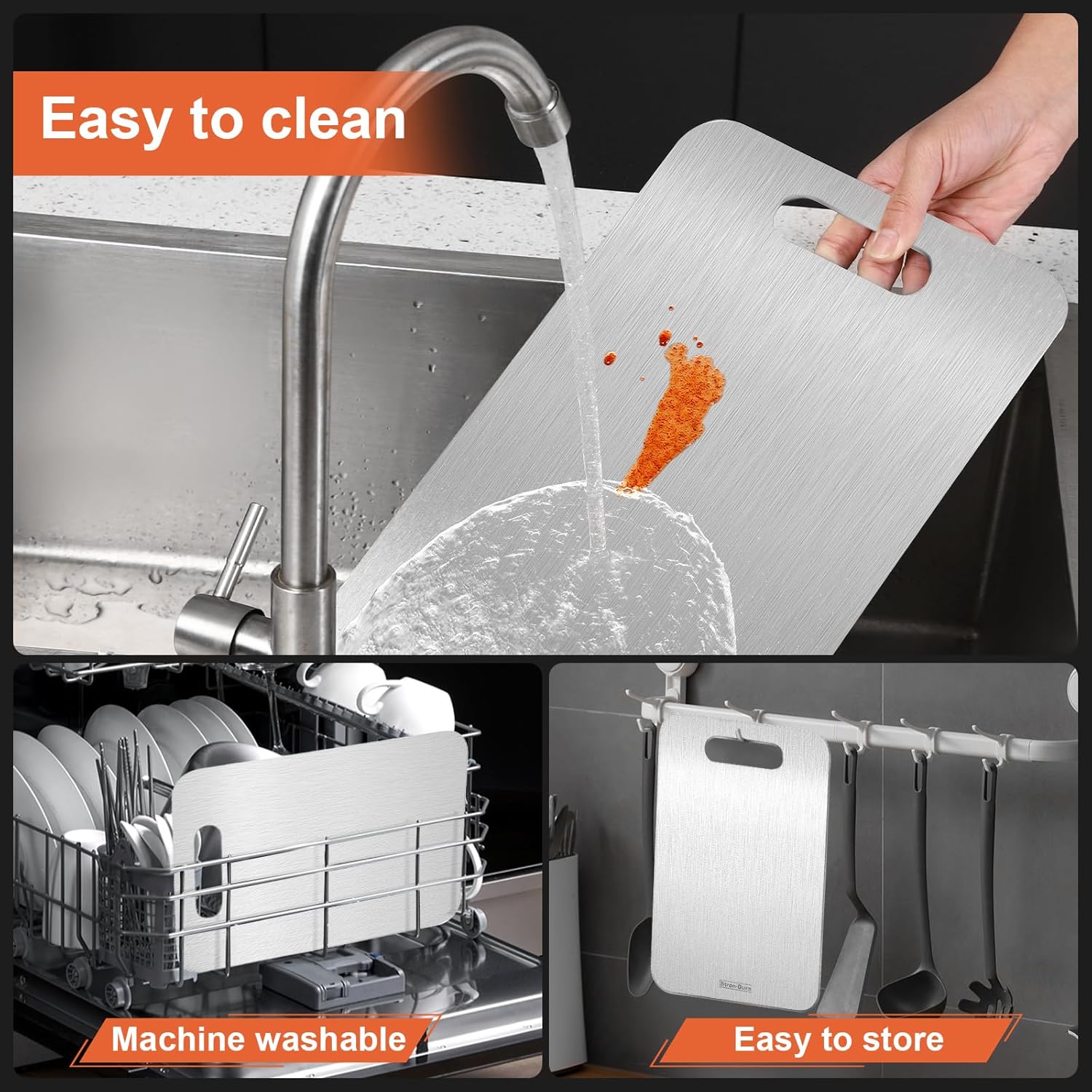 Cutting Boards for Kitchen, Cutting Board, Foodgrade Stainless Steel Cutting Board for Meat,Fruit, Vegetables, Outdoor or Indoor, L 15 .4" * 11"