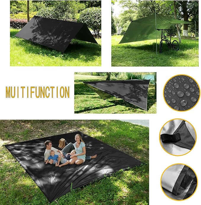 Oversized rain Tarpaulin,Camping Hammock with Mosquito Net Rain Fly Heavy Duty Tree Strap,Single Double Hammock Tent Waterproof Rainfly Set,Camping Backpacking Backyard Patio Hiking Travel Outdoor