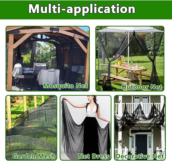 2 Pcs Mosquito Nettings,10 x 13Ft Fly Insect Bird Net Garden Mesh Screen Barrier,Mosquito Mesh Screen for Patio,Balcony,Camping,Umbrella,Protecting Vegetables Fruit Tree Plants(Black)