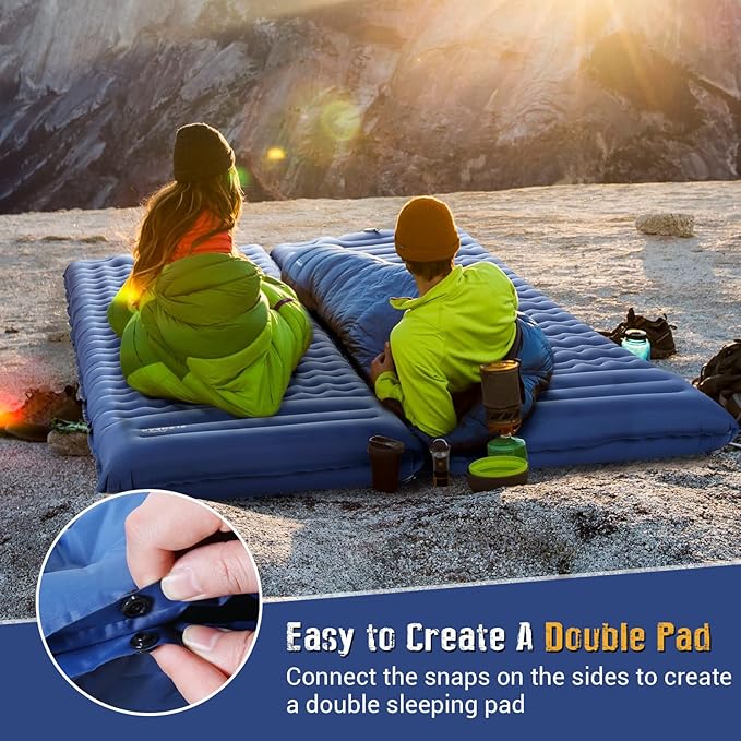 Elegear Self Inflating Sleeping Pad for Camping, 4" Ultra-Thick Camping Mattress Pad with Pillow Built-in Foot Pump, Portable Sleeping Mat for Backpacking, Hiking, Tent