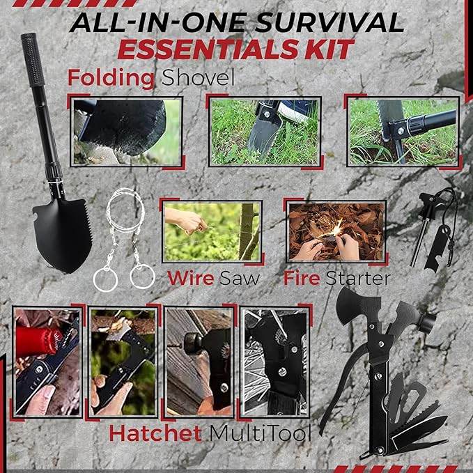 320-Piece Survival Kit | Emergency Gear for Camping, Hiking & Disaster Preparedness | Essential Roadside Emergency Kit | Molle Compatible Bug Out Bag | First Aid, Tactical Tools & Survival Essentials