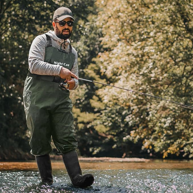 Night Cat Fishing Waders for Men Women Waterproof Hunting Chest Wader with Bootfoot Belt Breathable Lightweight Size 6 to 14