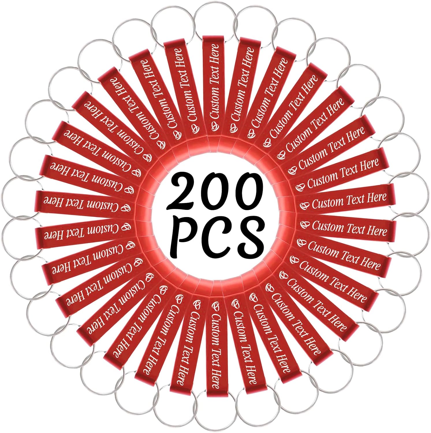 200PCS Personalized Bottle Opener Keychain Bulk Custom Beer Bottle Opener with Logo Text Engraved Wedding Bottle Opener Favors Customized Gifts for Guests Baby Shower Birthday Party-Red