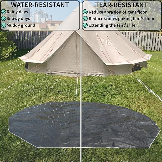 DANCHEL OUTDOOR B2A Waterproof Roomy Interior Yurt Tent, No Center Pole Bell Tent 4/8 Person Family Camping Glamping, 4 Season Hot Tents with Stove Jack 300D Oxford Nylon, 13ft/16.4ft Khaki