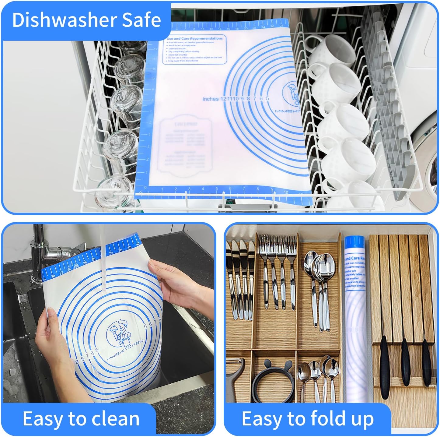 Silicone Pastry Mat for Baking, Pastry Dough Mat for Rolling, Kneading Mat, Silicone Baking Mat for Pizza Cookies Pie Crust Kitchen Counter Mat Placemat Oven Mat