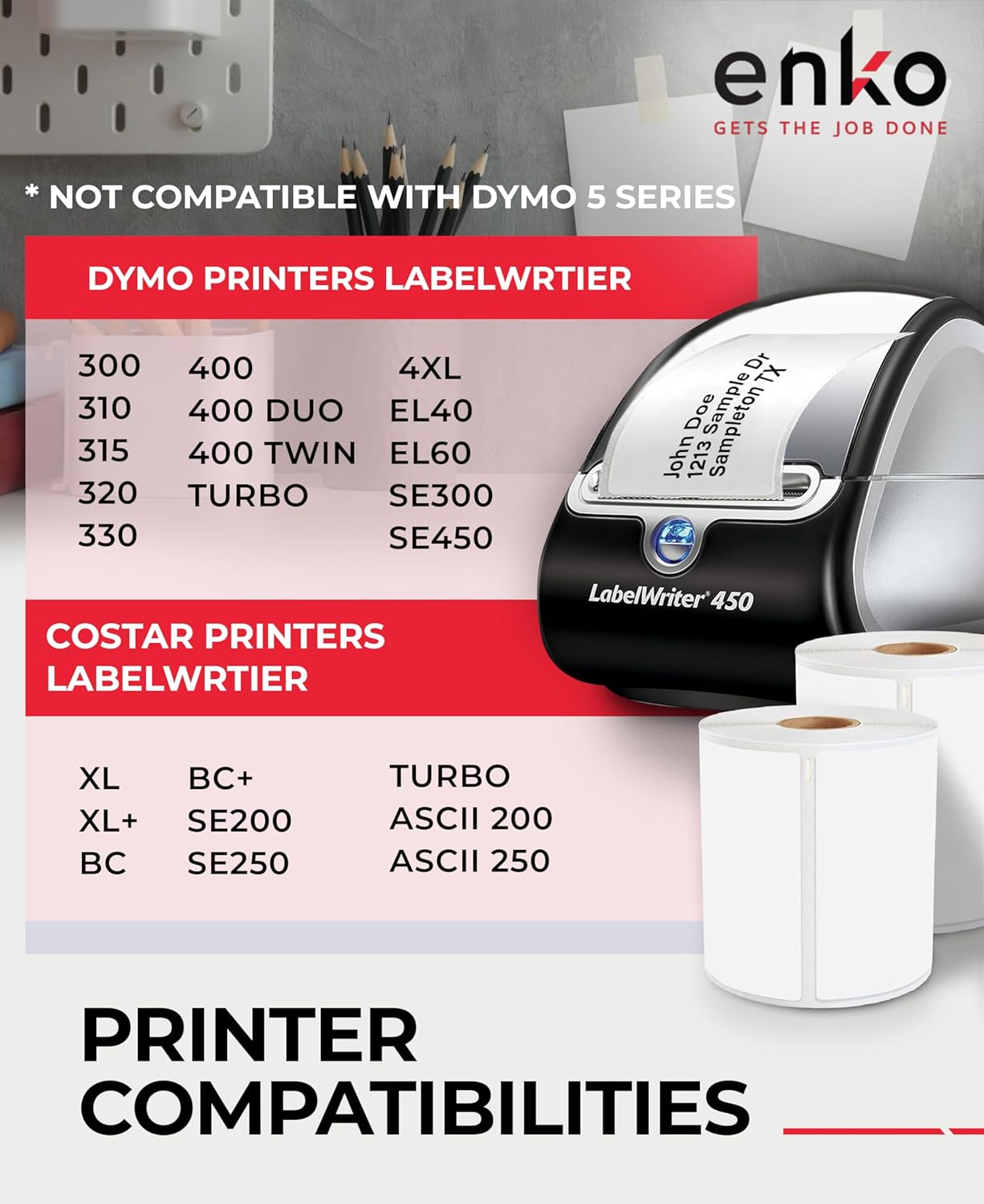 enKo Dymo 4XL Labels 4 x 6 1744907 Compatible for Dymo Labelwriter 4XL Shipping Label Thermal Printer (90 Rolls, 19,800 Labels)