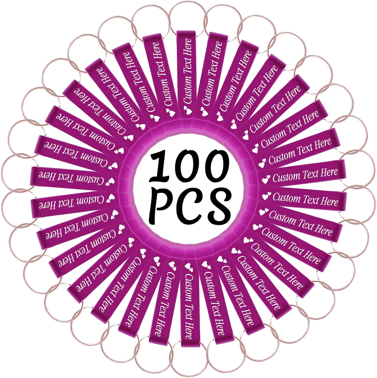 100PCS Personalized Bottle Opener Keychain Bulk Custom Beer Bottle Opener with Logo Text Engraved Wedding Bottle Opener Favors Customized Gifts for Guests Baby Shower Birthday Party-Pink