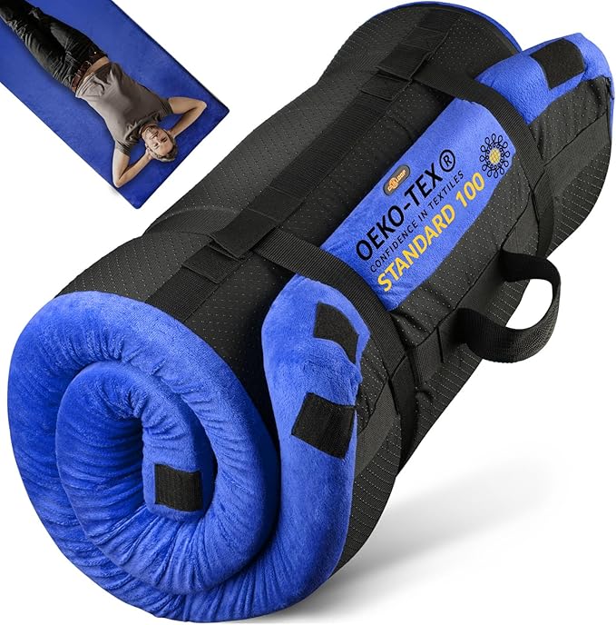 3 Inch GAIALOOP Thick Memory Foam Camping Mattress Sleeping Pad [Car/Tent/Cot] Glamping Portable Floor Mat Roll Up Futon Mattress for Guests Sleepover