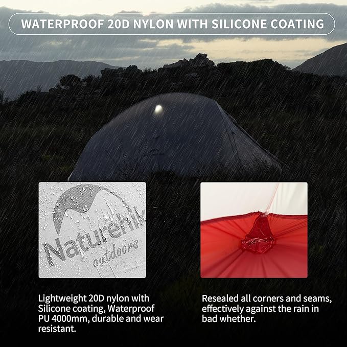 Naturehike Cloud-Up 2 Person Tent Lightweight Backpacking Tent with Footprint - Free Standing Ultralight Camping Hiking Backpack Tents Two Person Tent