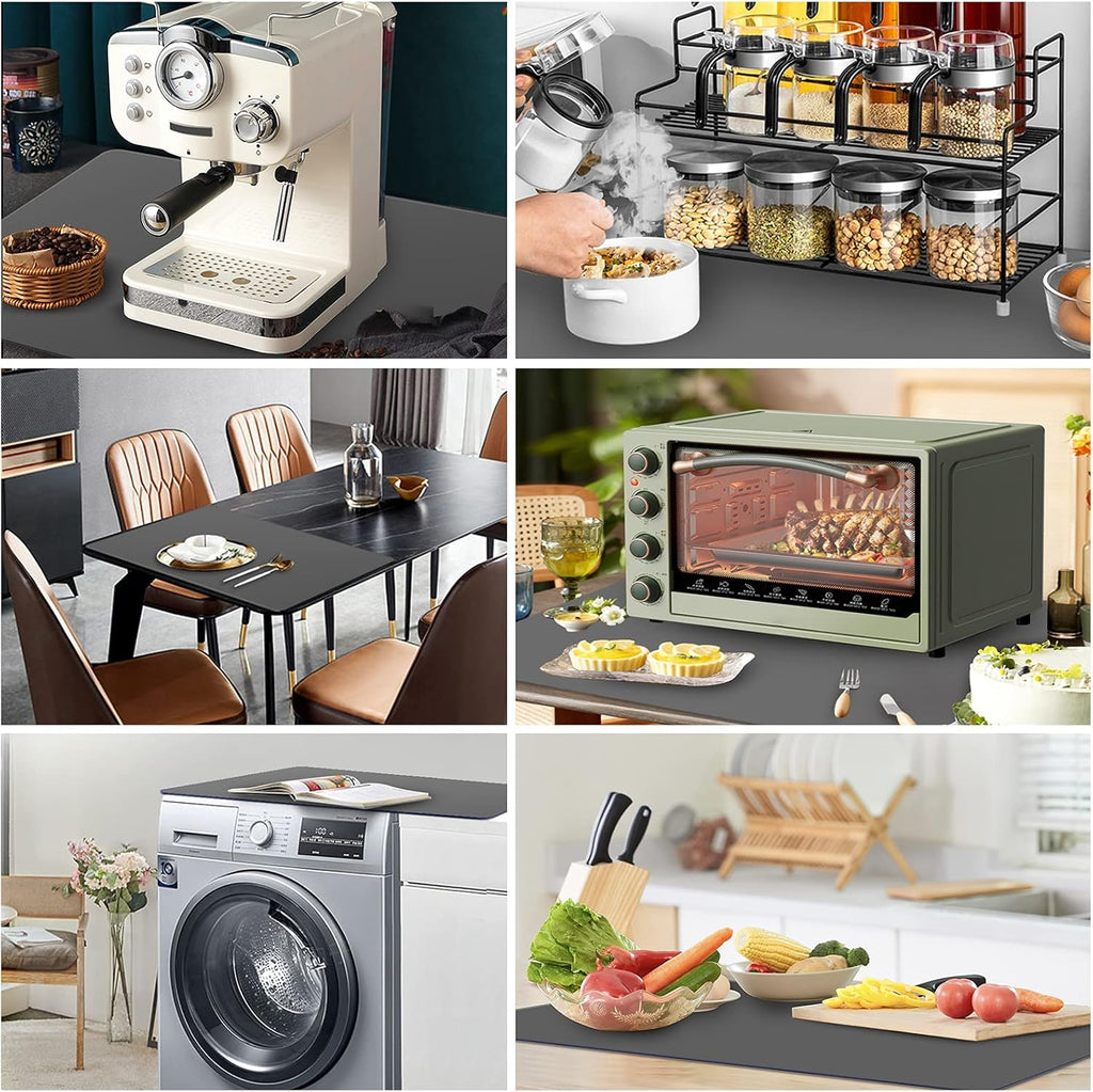 Ewen 27.6x19.5in 2mm Silicone Mats for Kitchen Counter, Thick Heat Resistant Silicone Baking Mat Placemat, Large Glass Top Stove Cover Countertop Protector Pad for Pastry Air Fryer Coffee Maker Art