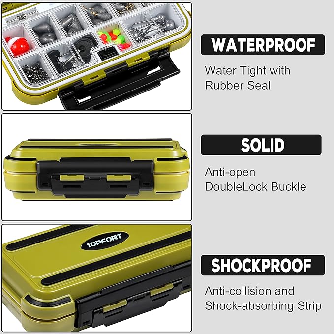 TOPFORT 187/343pcs Fishing Accessories Kit, Organized Fishing Tackle Box with Tackle Included, Fishing Hooks, Fishing Weights Sinkers, Fishing Gear and Equipment, Fishing Gift for Men