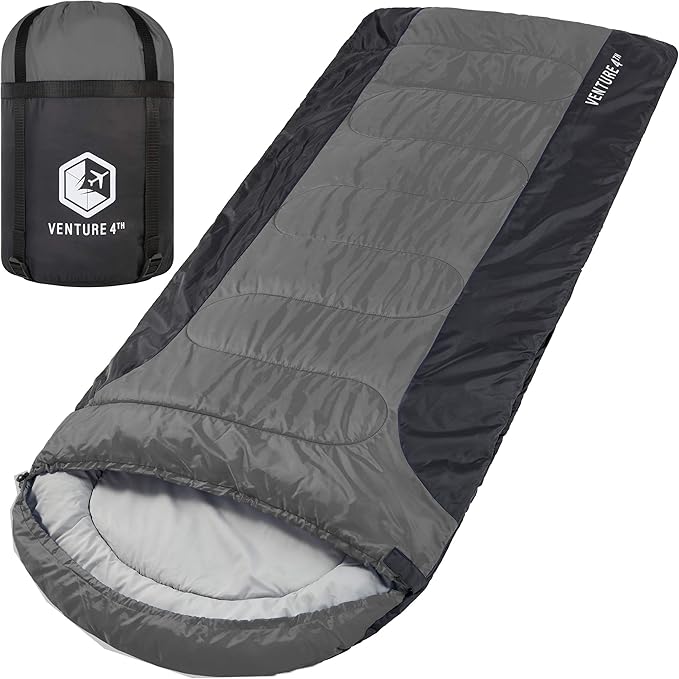 VENTURE 4TH Backpacking Sleeping Bag – XXL, Double and Single Sizes - Lightweight Warm & Cold Weather Sleeping Bags for Adults, Kids & Couples – Ideal for Hiking, Camping & Outdoor Adventures