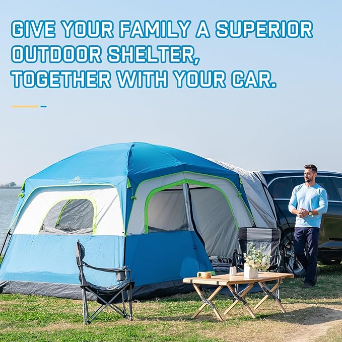 SUV Tents for Camping 6 Person Waterproof, Car Family Camping Tent with Tailgate Attachment for SUV, Jeep, Truck with Cap, Easy Setup Large Tent for Outdoor Camping