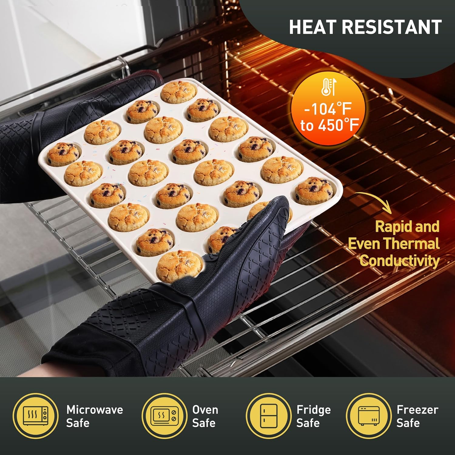 2 Pack 24 Cups Silicone Mini Muffin Pan with Metal Reinforced Frame Silicone Molds Cupcake Cake Baking Cheesecake Pans Cookie Baking Chocoflan Cupcake Mold Mini Bundt Cake Pan Women Gift