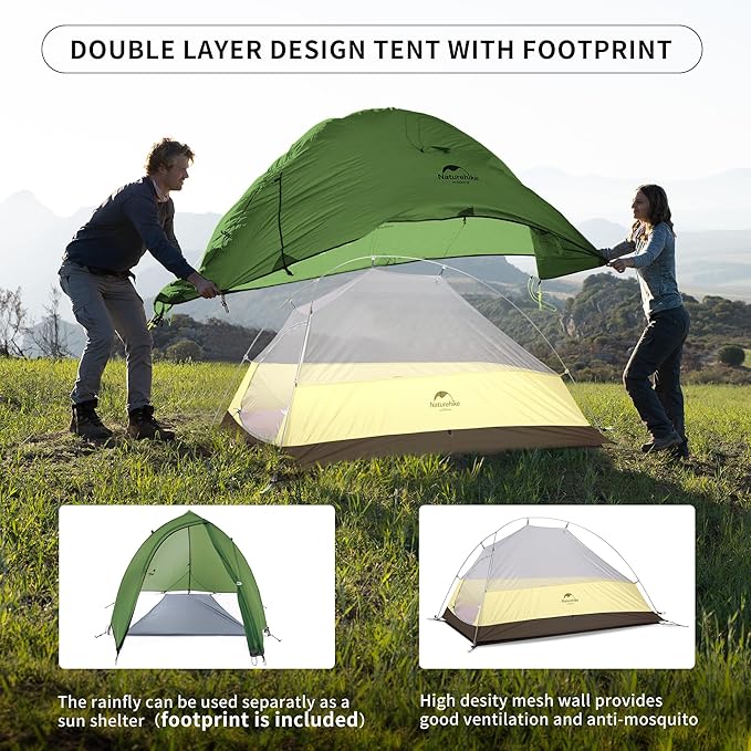 Naturehike Cloud-Up 1 Person Tent, Lightweight Backpacking Tents for One Man, Waterproof Ultralight One Person Tent for Camping Hiking Backpacking