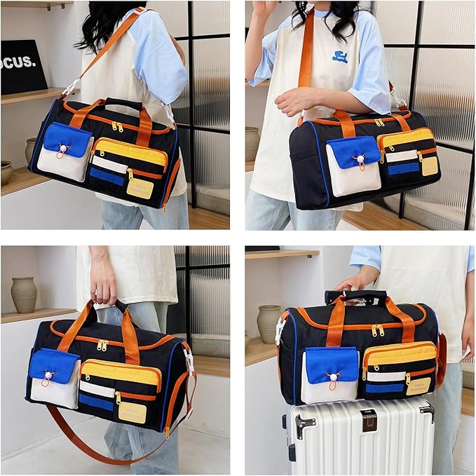 Small Gym Bag for Women, Travel Duffle Bag Carry On Weekender Bag with Shoe Compartment