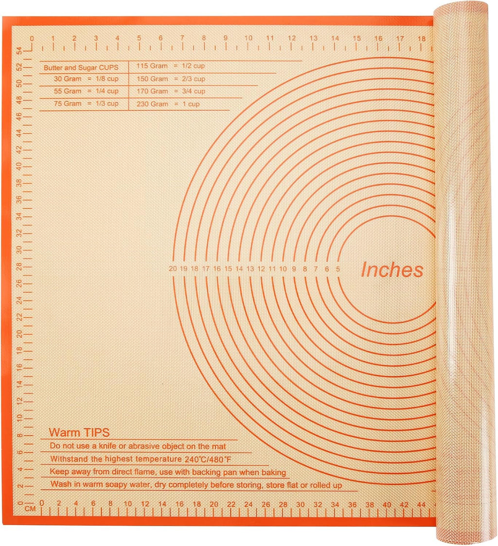 Silicone Pastry Mat 34x26 Inch - Nonstick Baking Mat Perfect for Dough, Pastry, Pie Crust, Fondant, Pasta/Pizza, Kitchen Counter