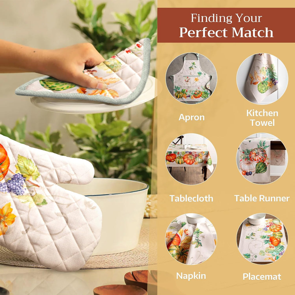 Maison d' Hermine Oven Gloves 100% Cotton Oven Mitt 7" x 13" with Loop Heat Resistant, BBQ, Cooking Gloves, Baking, Grilling, Kitchen, Handling Hot Pans (Pack of 1, Lumina)