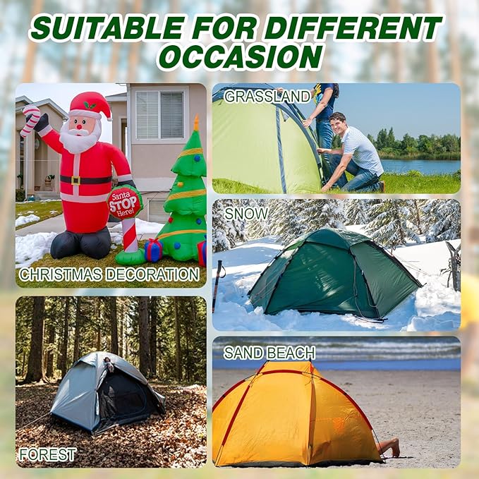 Tandefio 10 Pcs 8 Inch Screw in Tent Stakes Heavy Duty Drill in Ground Anchor Pegs Metal Stakes Screws Hex Pegs Drillable Camping Threaded Tent Spike with Hex Head Driver (Illuminant White)