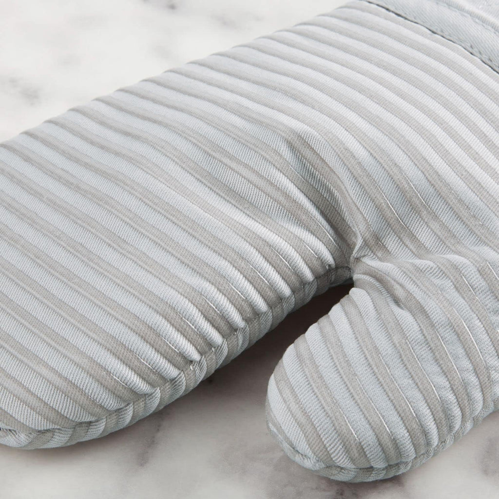 KITCHENAID Quilted Cotton Terry Cloth Oven Mitt, Pot Holder, Kitchen Towel 4-Pack Set, Heat Resistant, Silicone Grip, 16"x26", 7"x13" & 7"x10", Matte Grey