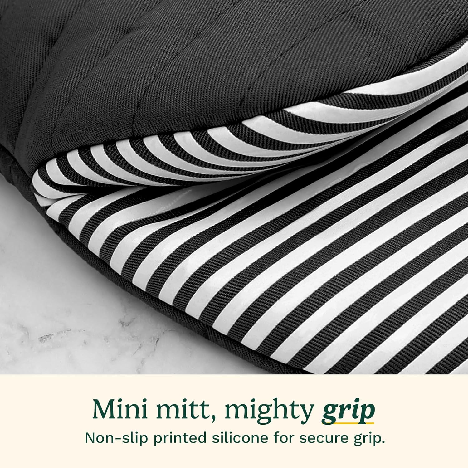 Cuisinart Mini Oven Mitts – 5.5” x 8” Heat-Resistant Kitchen Mitts for Oven with Non-Slip Printed Silicone, Cotton Filling, and Faux Leather Loop – Durable Oven Mitt Set for Cooking & Baking (Horizon)