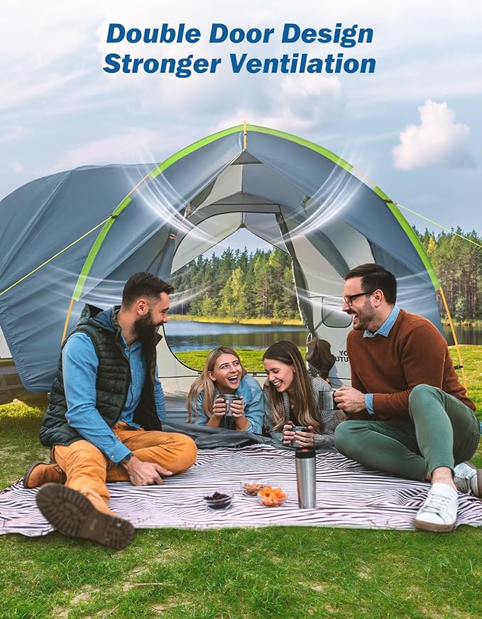 JOYTUTUS SUV Tent for Camping with Rainfly, Double Door Design Car Tent with Aluminum Poles, SUV Tailgate Tent with Waterproof PU2000mm Double Layer for 6-8 Person, Green