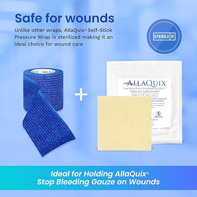 Stop Bleeding Quick Kit - First-aid with AllaQuix Stop Bleeding Gauze (Blood clotting Bandage) (Deluxe)…