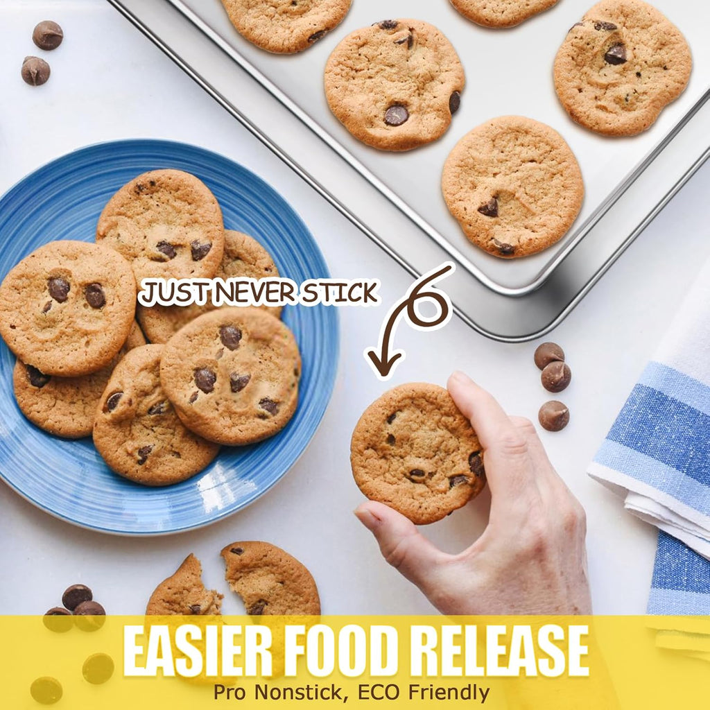 Baking Sheet, Cookie Sheet, Stainless Steel Baking Pan, 2 Piece-17.3''x 12.3'' x 1'', Half Sheet Pan for Oven, Baking Tray for Baking&Roasting, Nonstick&Nontoxic&Easy Clean