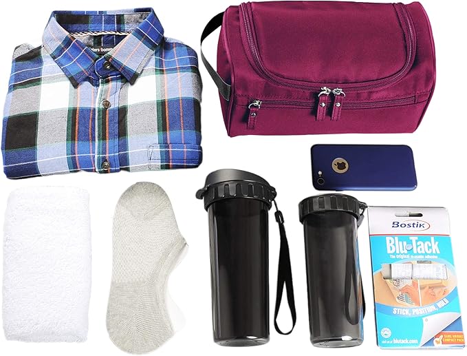 Vercord Mens Toiletry Bag Wash Travel Small Shaving Dop Kit Shower Bathroom Ditty Hygiene Bag Burgundy