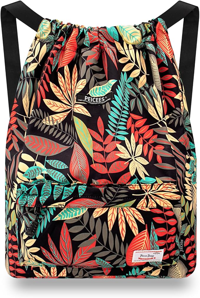 Peicees Waterproof Drawstring Sport Bag Lightweight Sackpack Backpack for Men and Women