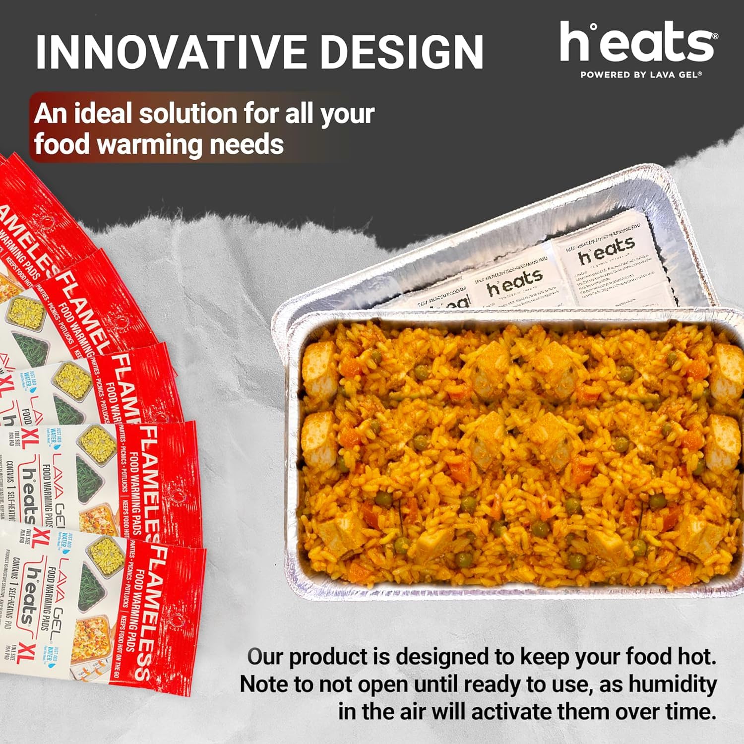 H°eats Flameless Food Warming Pads (72-Pack) - Full Size Food Warmers for Parties Buffet - Party Buffet Servers and Warmers - Heating Pads for Chafing Dish - Must-Have Catering Supplies