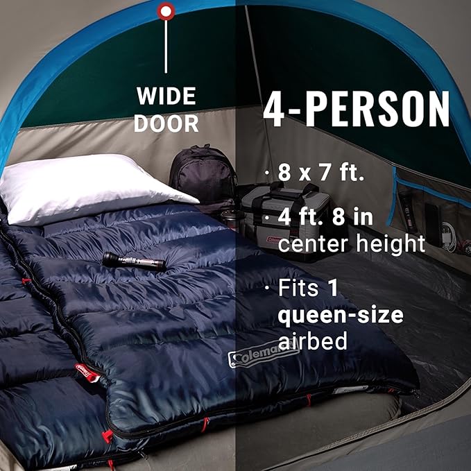 Coleman Skydome Series Camping Tent Weatherproof Tent Includes Pre-Attached Poles Rainfly Carry Bag and Unique Pattern Sets up in 5 Minutes