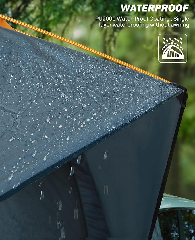 JOYTUTUS SUV Tent for Camping with Rainfly, Double Door Design Car Tent with Aluminum Poles, SUV Tailgate Tent with Waterproof PU2000mm Double Layer for 6-8 Person, Orange
