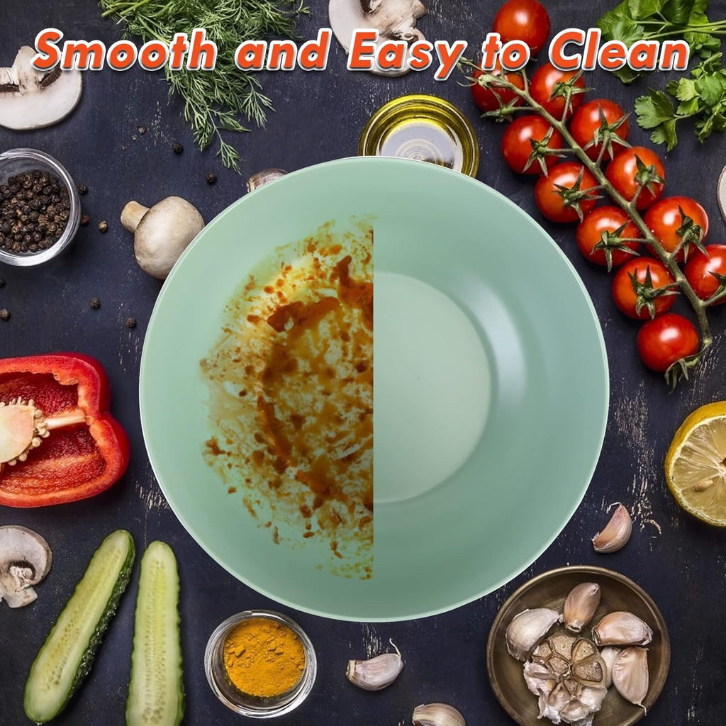 ShineMe Large Salad Bowl with Lid, Salad Serving Bowl Set with Utensils, 9.8inches Mixing Bowl with Servers, Solid Bamboo Wooden Bowl for Salad, Fruits, Vegetables and Pasta(elegant green)