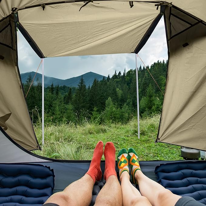 Night Cat Camping Tent 2 3 Persons with Porch Family Backpacking Tent Double Layers Waterproof Easy Clip Setup 7x6x4.3ft Porch Pole Not Inlcuded