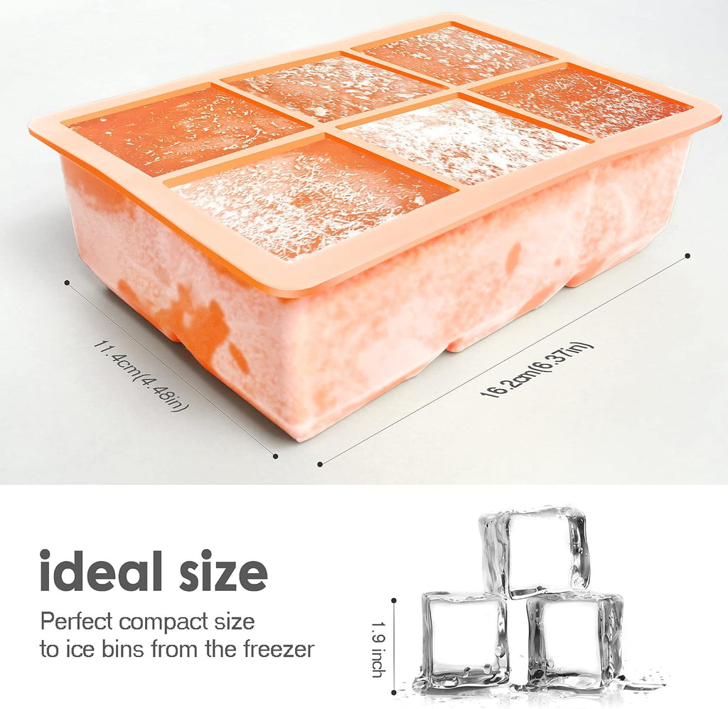 Silicone Ice Cube Trays 3 Pack - Large Size Silicone Ice Cube Molds with Leak Proof Removable Lid Square Ice Cube Tray And BPA Free for Cocktail,Whiskey, Stackable Flexible Ice