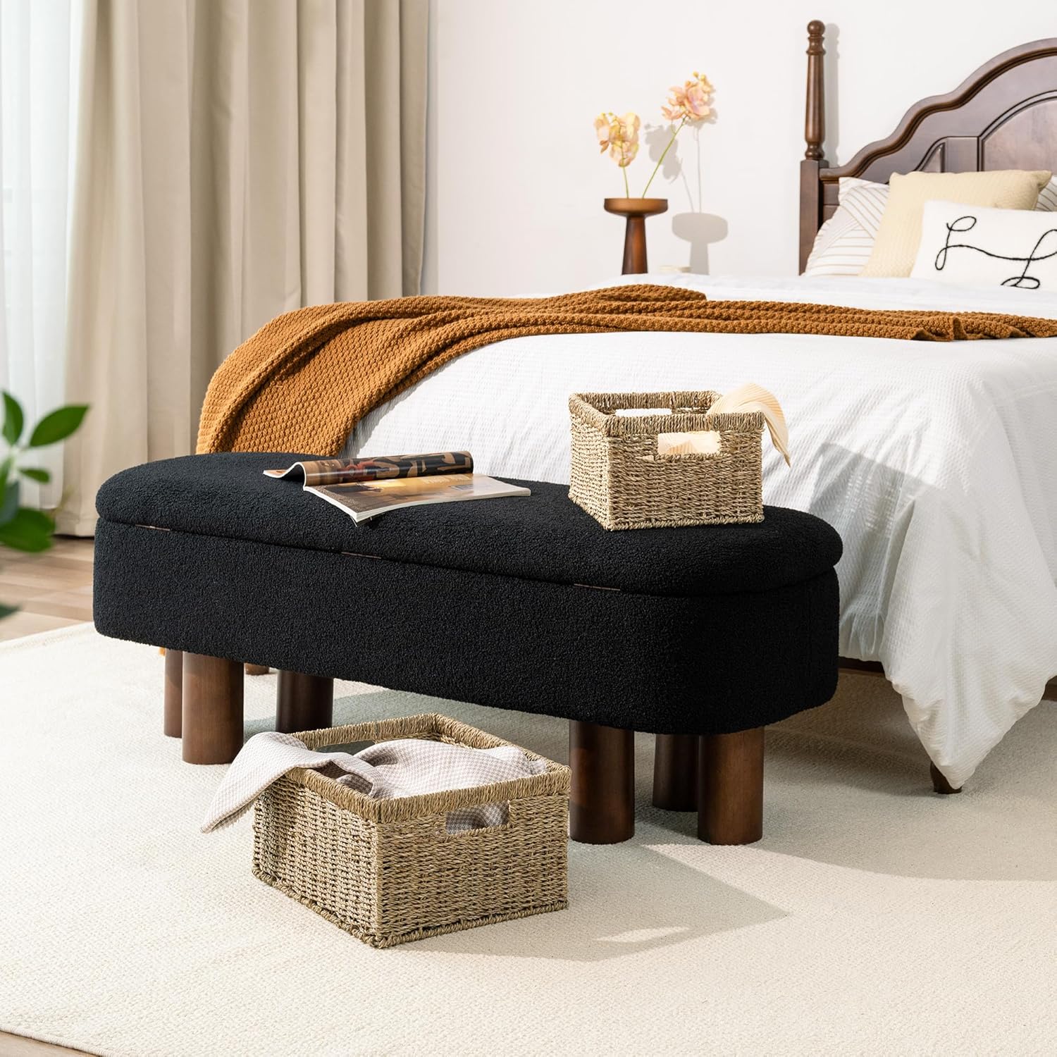 StorageWorks Wicker Storage Baskets, Handwoven Seagrass Basket for Organizing, Decorative Organizers with Built-in Handles, Set of 2